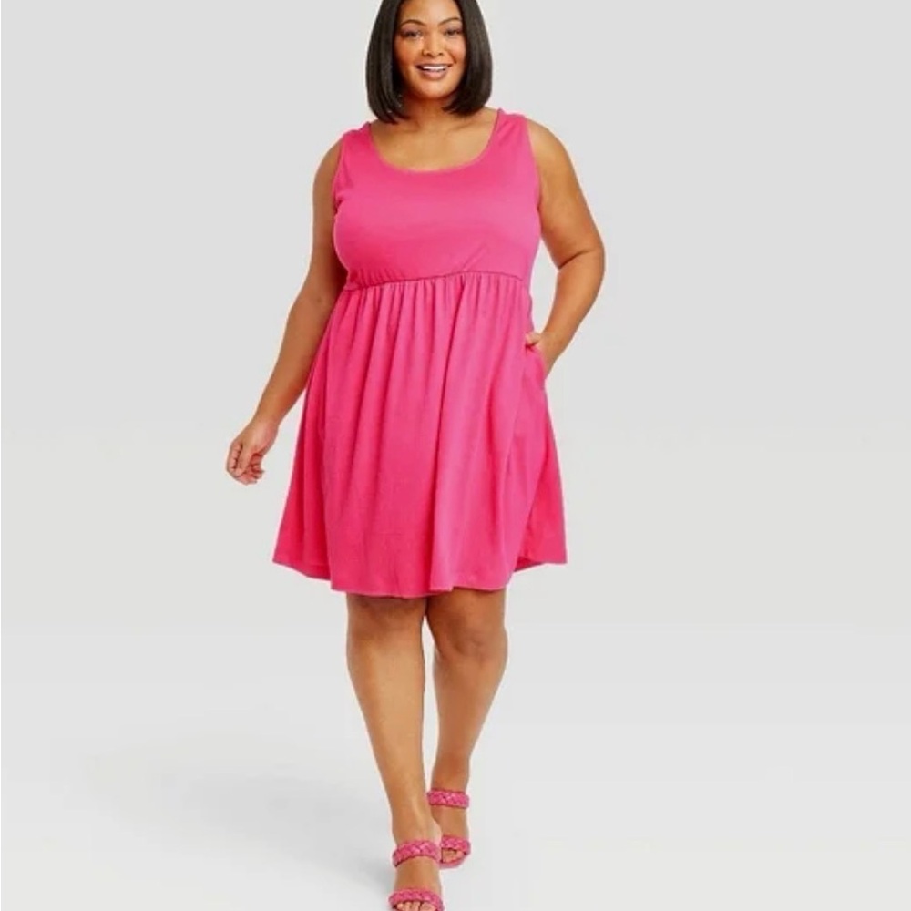 Ava & Viv Plus Size Vibrant Pink Sleeveless Dress w/Pockets- Size 2X